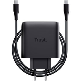 CARGADOR PARED/VIAJE USB-C 65W + CABLE USB-C 2 M MAXO NEGRO TRUST